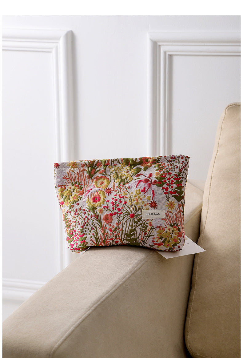 Colorful Embroidery Portable Cosmetic Bag