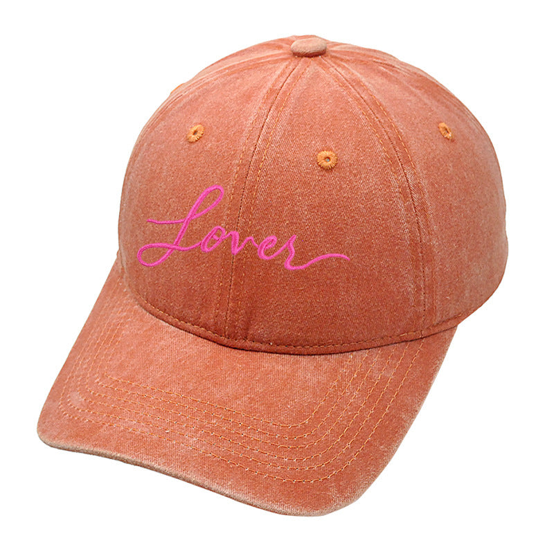 Letter Embroidered Washed Simple Baseball Caps