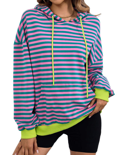 Color Block Striped Hooded Hoodies