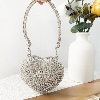 Love Shaped Mini Rhinestone Chain Party Handbag
