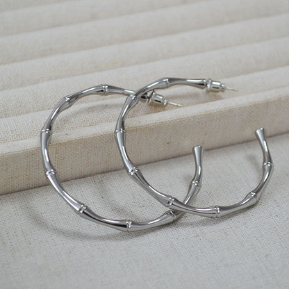 Simple Bamboo Exaggerated Large Hoop Earrings
