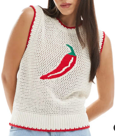 Casual Hollow Out Loose Sleeveless Knit Vest