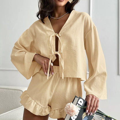 Flounce String Tie Homewear Sets