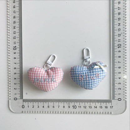 Sweet  Checkered Heart Pendant Bag Charm