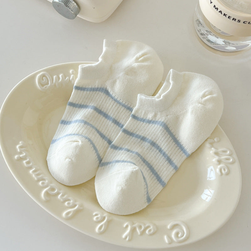 Striped Color Block Low Ankle Socks