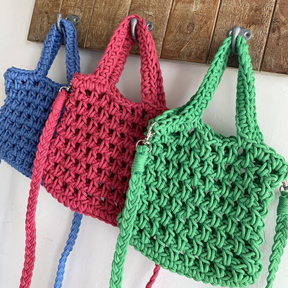 Hellow Out Solid Color Simple Woven Bag
