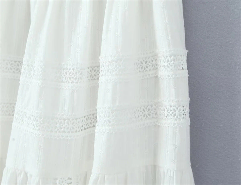 White Lace String Tie Flounce Sweet Set