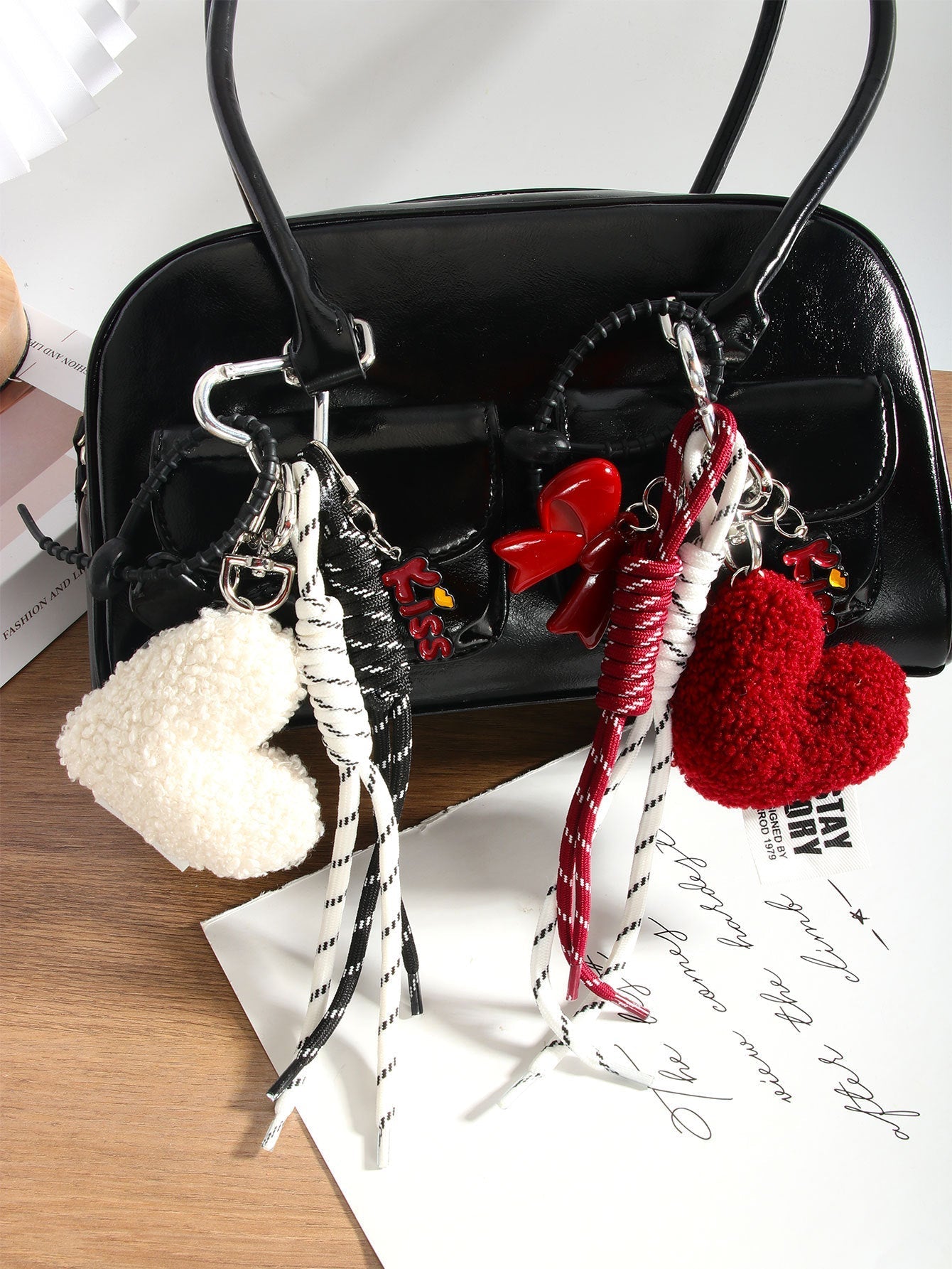 Simple Love Bow Keychain Bag Charms