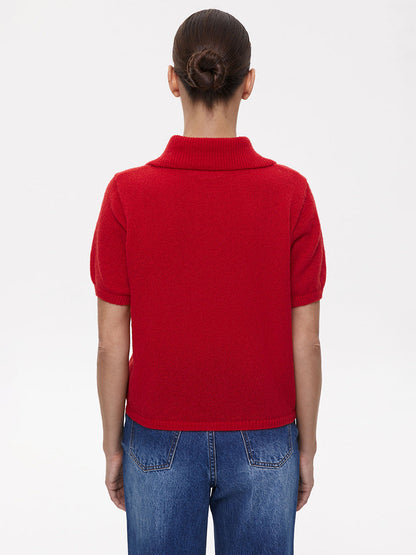 Simple Puff Sleeve Pullover Solid Knit Top