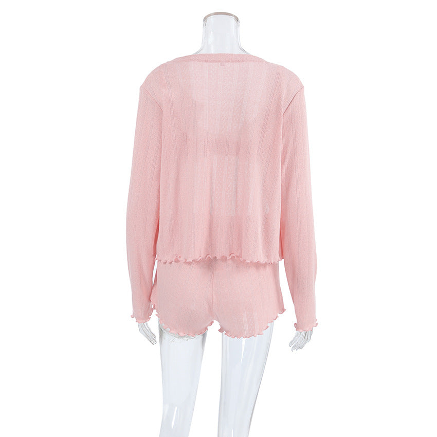 3PCS Solid Color Knit Homewear Sets