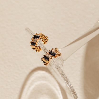 Zircon Color Block Delicate Clip earrings