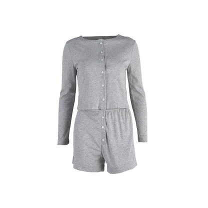 Knit Long Sleeve Top Shorts Sleepwear Set