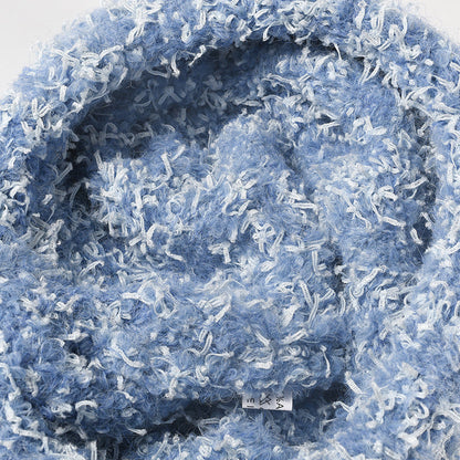 Spliced Color Knit Hat Padded Plushed Beanie