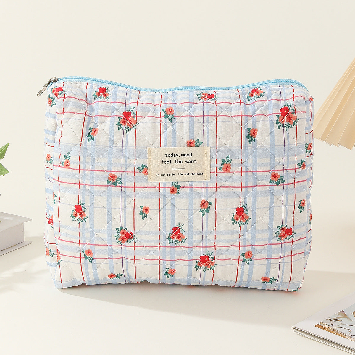 Midi Floral Print Quilted Make Up Bag