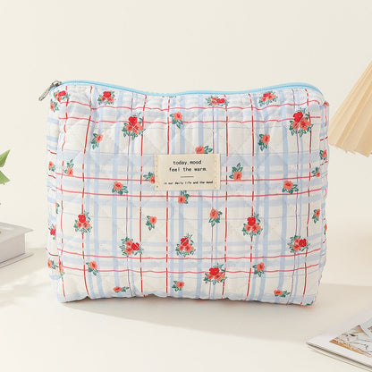 Midi Floral Print Quilted Make Up Bag