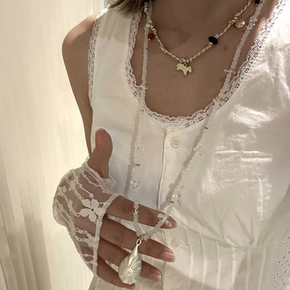 Handmade Shell Conch Braided Cord Necklace