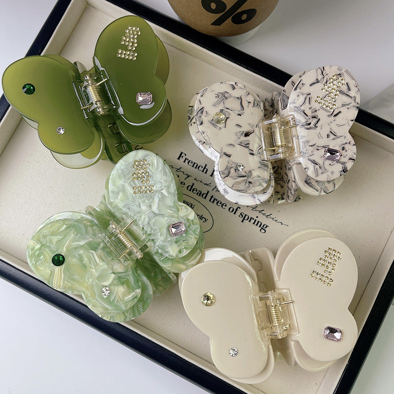 2+Rhinestone Sweet Butterfly Mulricolor Hair Claws