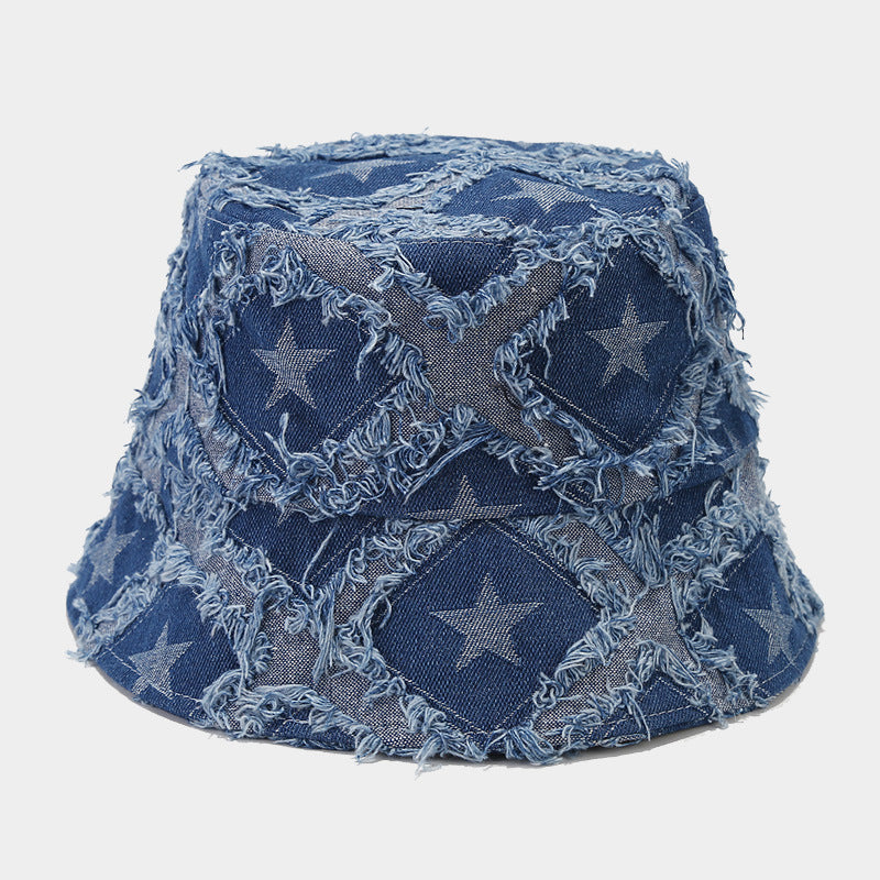 Star Pttern Fringe Edge Foldable Bucket Hat