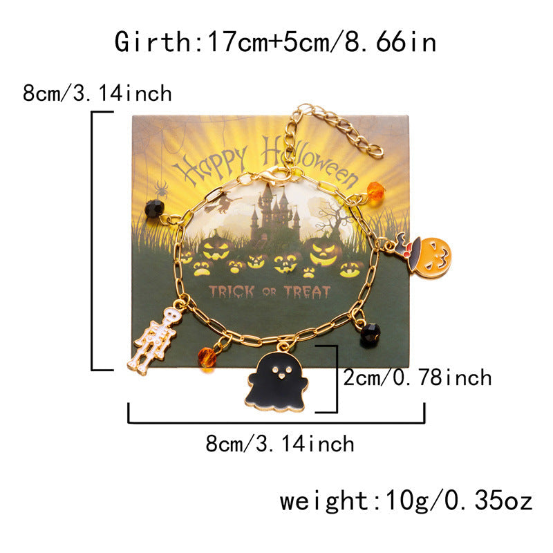 Cute Pumpkin Ghost Halloween Charm Bracelet
