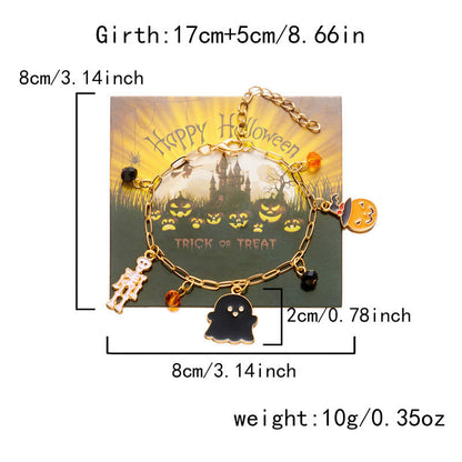 Cute Pumpkin Ghost Halloween Charm Bracelet