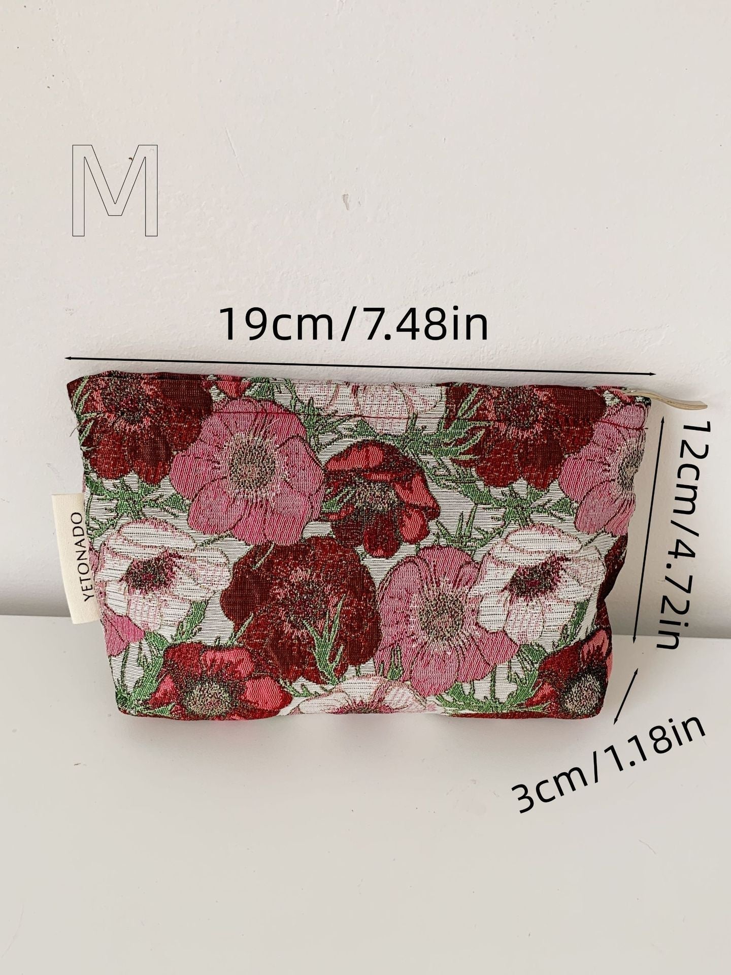 Elegant Color Block Floral Makeup Bag