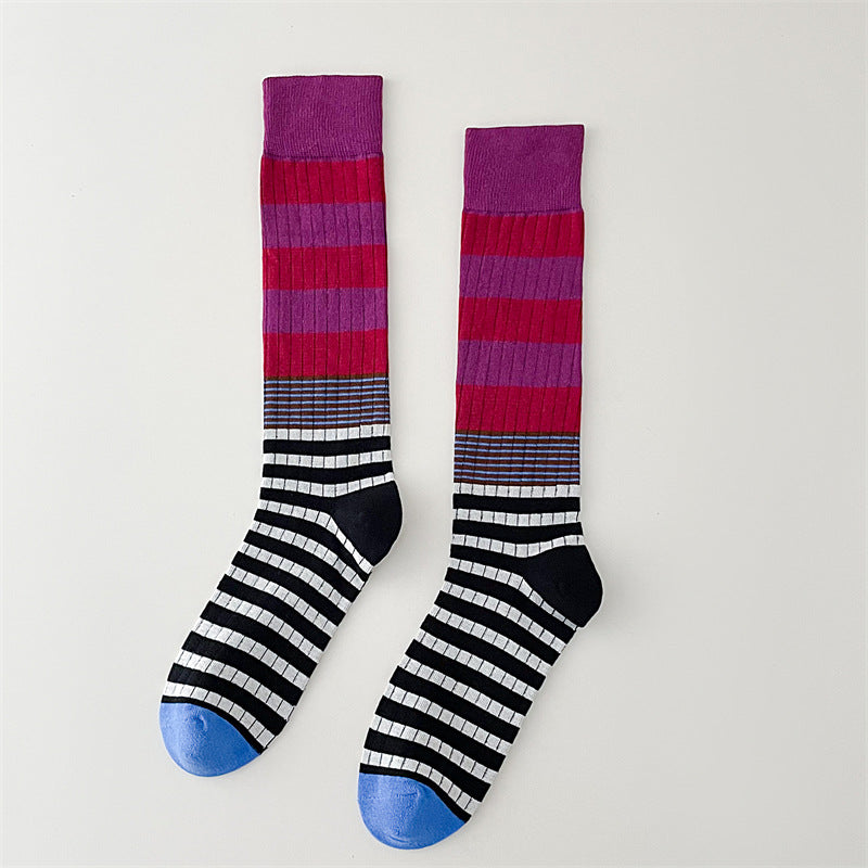 Color Block Striped Long Slouch Socks