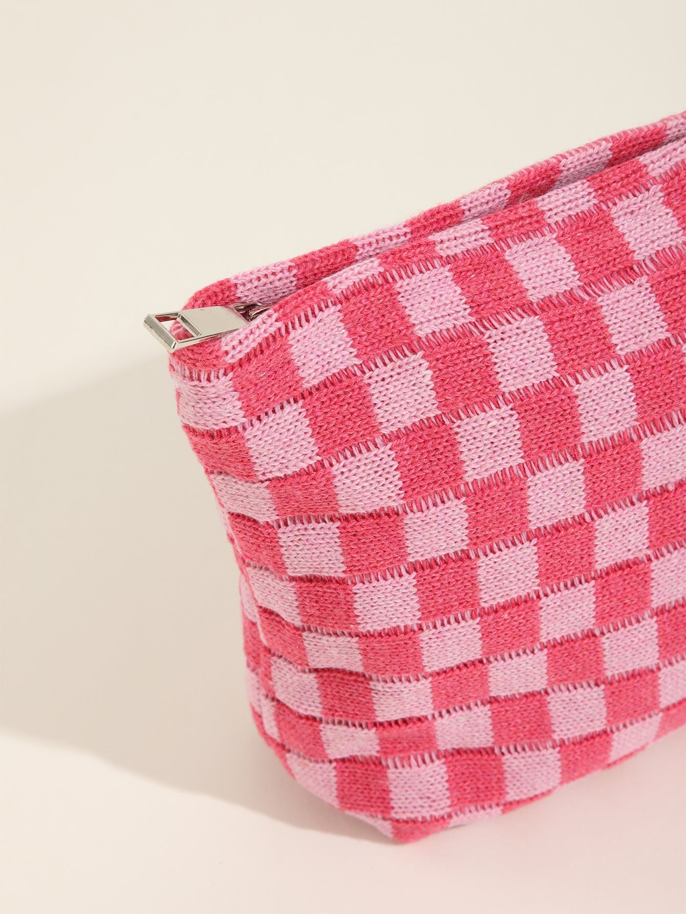 Plaid Color Block Lage Capacity Make Up Bag