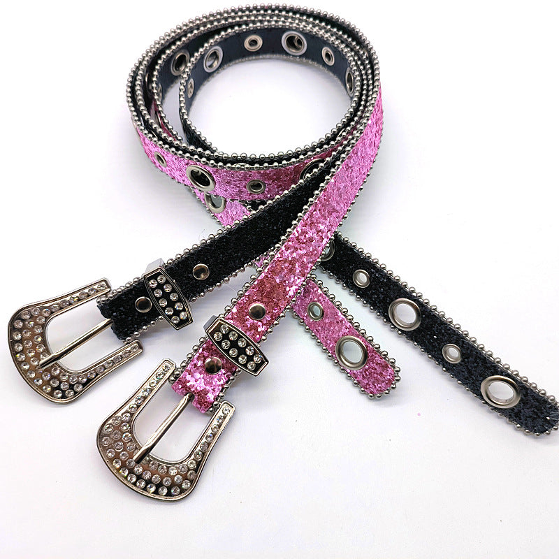 Vintage Rhinestone Shiny Punk Belt