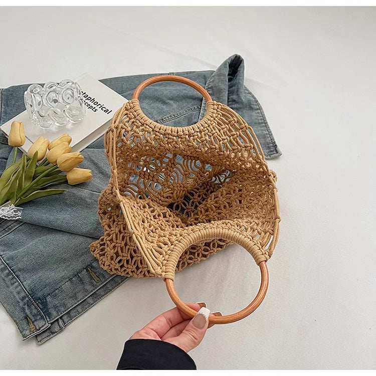 Handmade Woven Hollow Out Beach Handbag