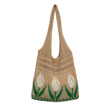 Vintage Flower Jacquard Knit SHoulder Bag