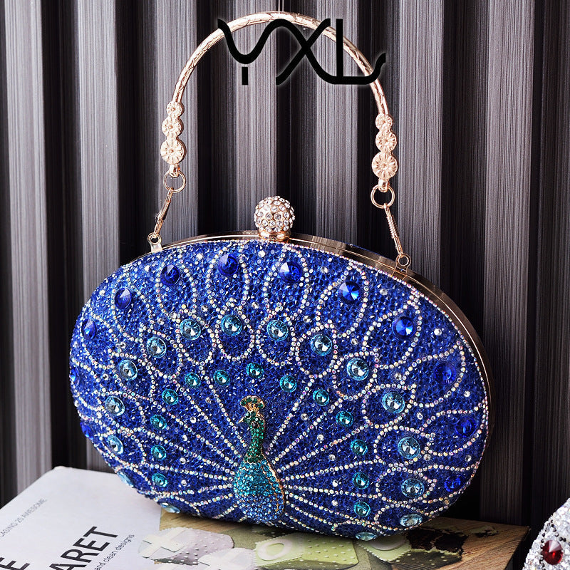 Peacock Rhinestone Elegant Party Evening Handbag