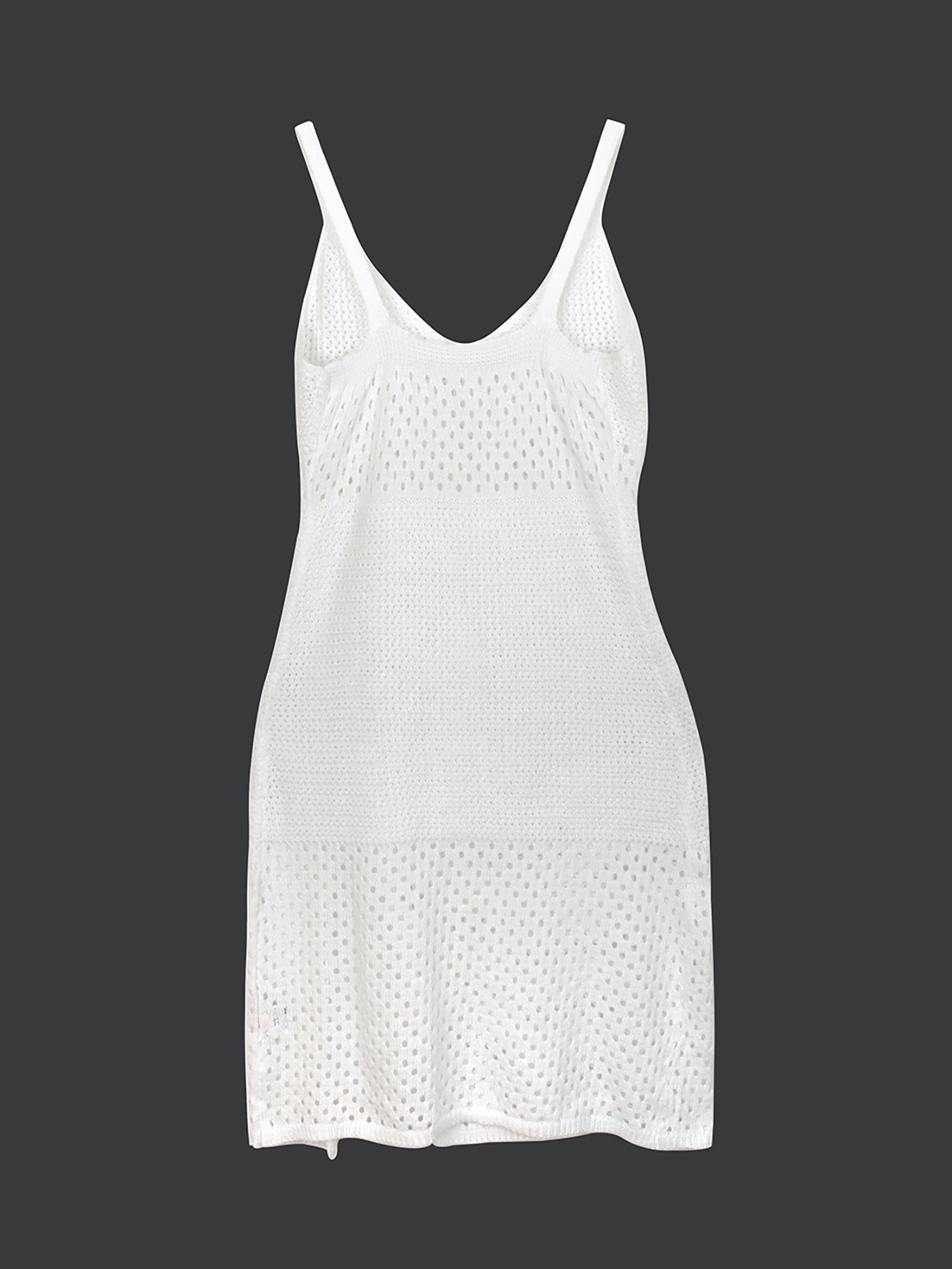 Solid Color Hollow Out Knitted Midi Dress