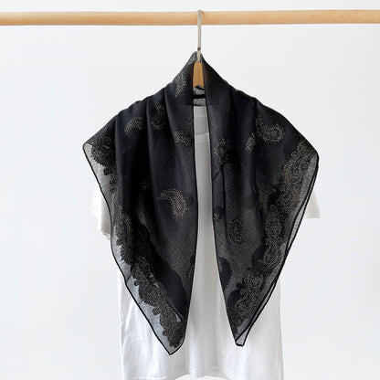 Vintage Burnout Paisley Square Satin Scarf