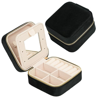 Plushed Simple Solid Color Zipper Jewelry Case