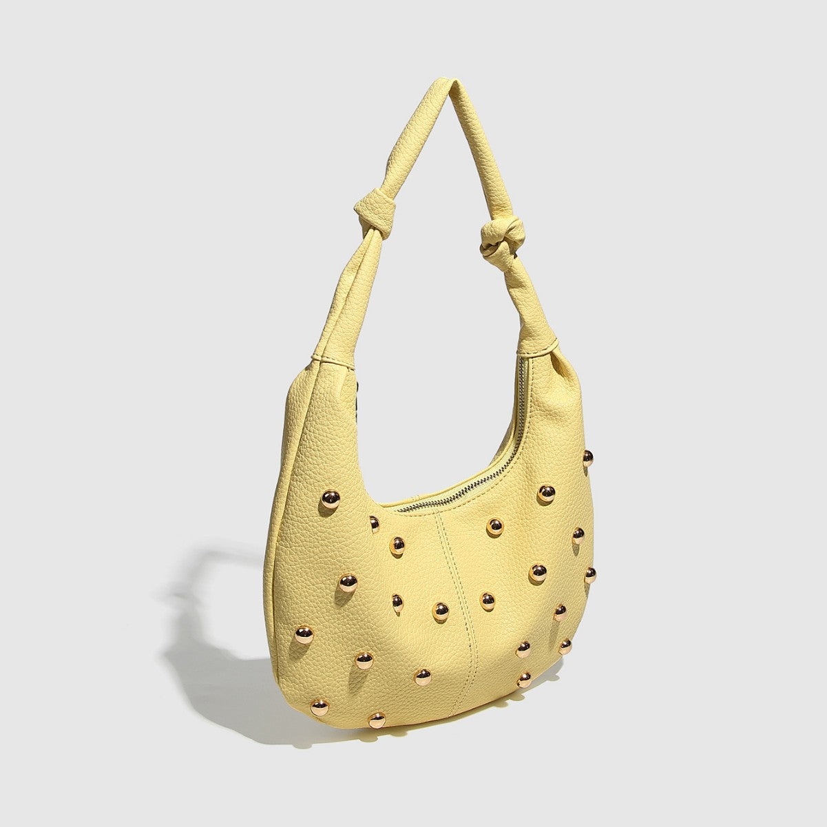 Trendy Studded Solid Color Shoulder Bag