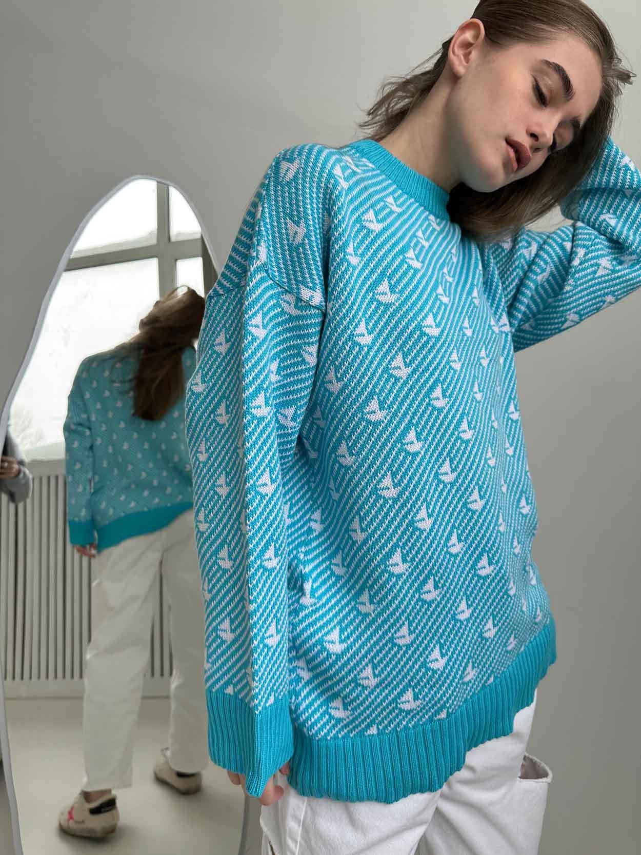 Print Contrast Color Loose Sweater