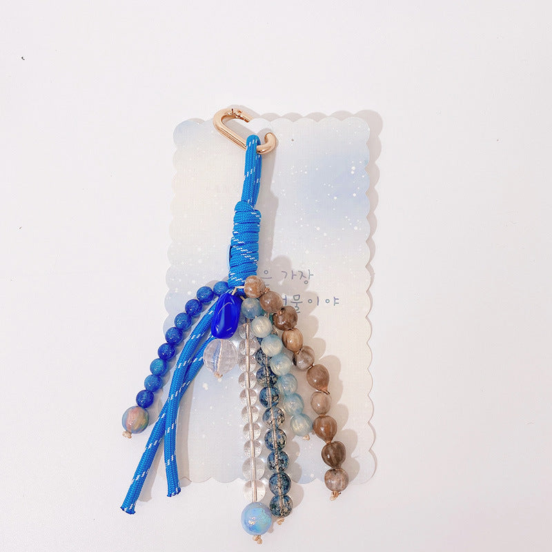 Cute Color Block Beaded Keychain Bag Charm