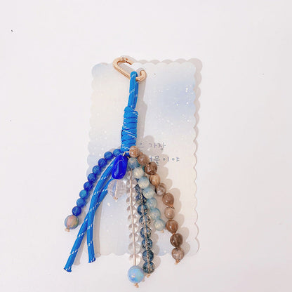 Cute Color Block Beaded Keychain Bag Charm