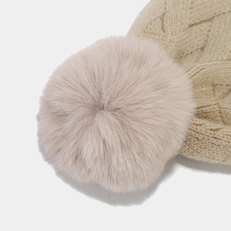 3PCS Solid Color Twist Hat & Scarf Sets