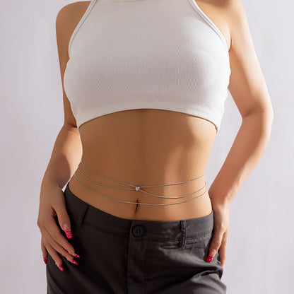 Simple Rhinestone Heart Waist Chain