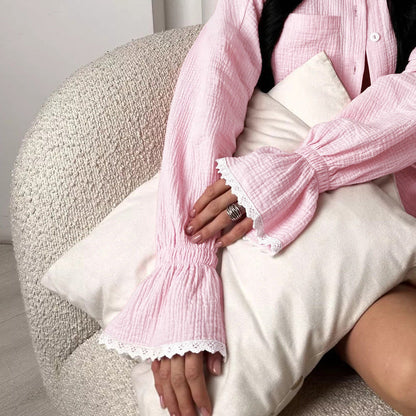 Flounce Solid Color Homewear Sets