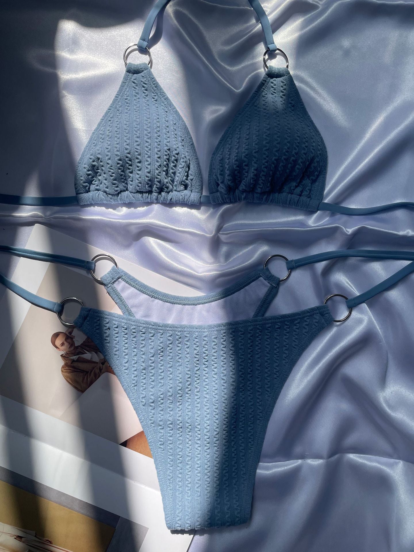 2PCS String Tie Backless Sexy Halter Swimwear