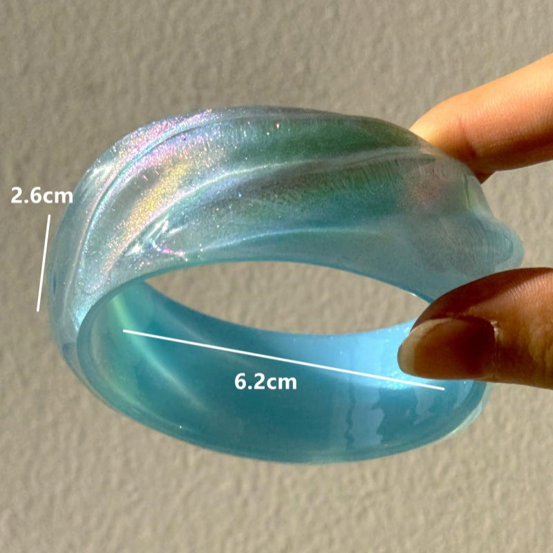 Colorful Geometric Irregular Shimmer Resin Bangle