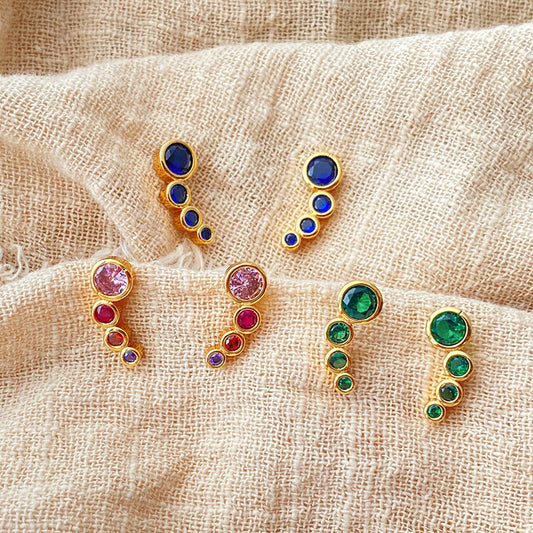 Vintage Colorful Zircon Stud Earrings