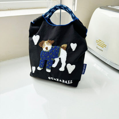 Mini Embrodered Nylon Shopping Shoulder Bag