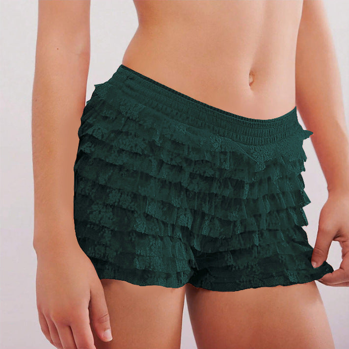 Ruffle Solid Color Low Waist Shorts
