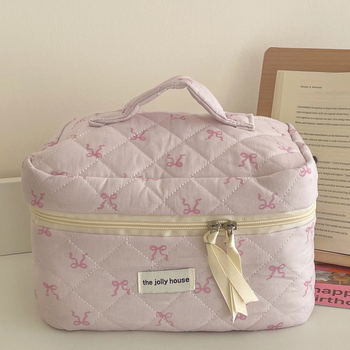 Pink Bow Large Capacity Sweet Make Up Bag