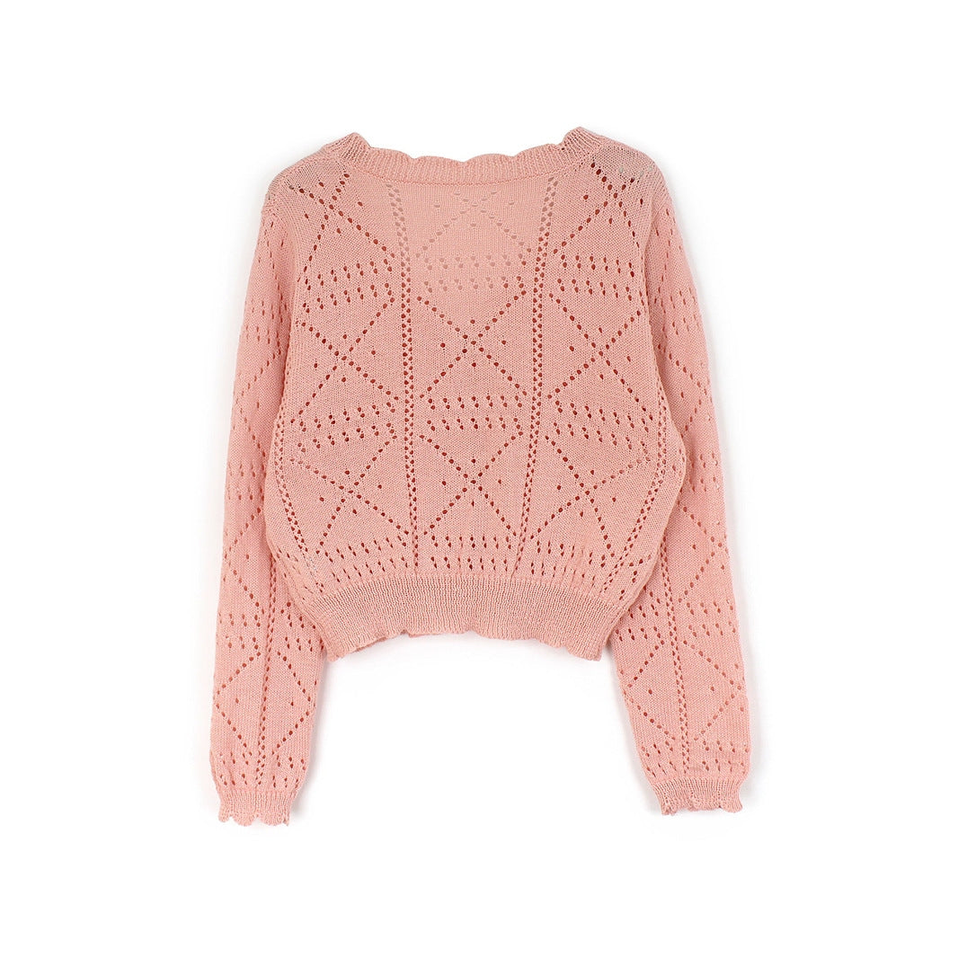 Simple V-Neck Button Down Cropped Cardigan