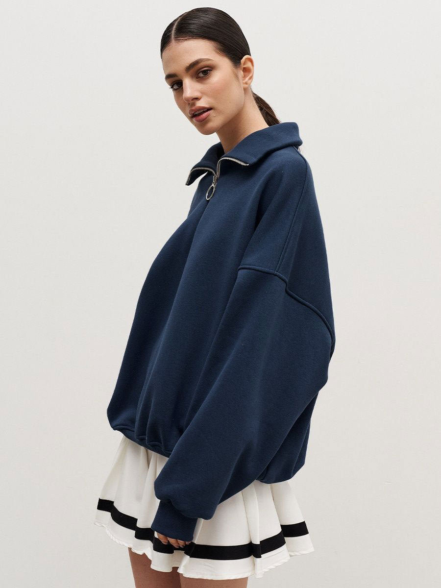 Loose Lapel Zipper Hoodie