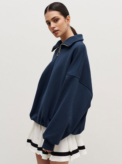 Loose Lapel Zipper Hoodie